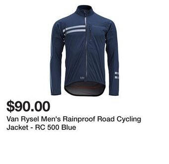 Van rysel men's rainproof road cycling jacket - rc 500 blue