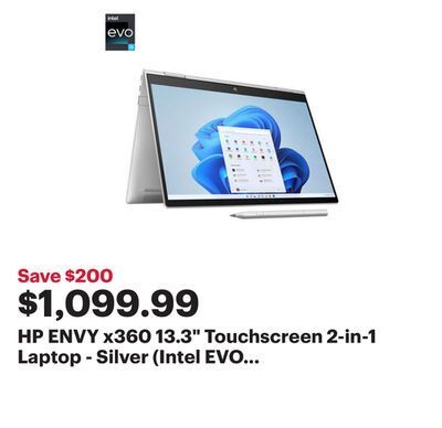 Best Buy Hp envy x360 13.3 touchscreen 2-in-1 laptop - silver (intel evo core i5-1230u/1tb ssd/16gb ram/windows 11) offer
