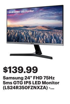 Best Buy Samsung 24 fhd 75hz 5ms gtg ips led monitor (ls24r350fznxza) - dark blue/grey offer