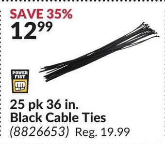 Princess Auto 25 pk 36 in. black cable ties offer