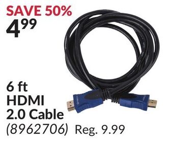 Princess Auto 6 ft hdmi 2.0 cable offer