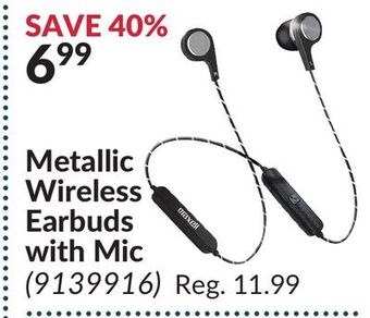 Princess Auto Metallic wireless earbuds with mic offer