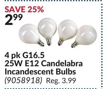 Princess Auto E12 candelabra incandescent bulbs offer