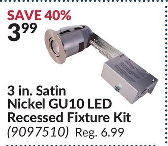 Princess Auto 3 in. satin nickel gu10 led recessed fixture kit offer