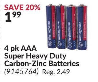 Princess Auto 4 pk aaa super heavy duty carbon-zinc batteries offer