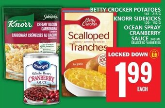 Food Basics BETTY CROCKER POTATOES KNORR SIDEKICKS OCEAN SPRAY CRANBERRY SAUCE offer
