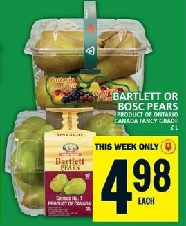 Food Basics BARTLETT OR BOSC PEARS offer