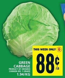 Food Basics GREEN CABBAGE offer