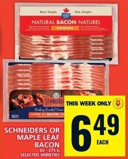 Food Basics SCHNEIDERS OR MAPLE LEAF BACON offer
