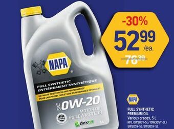NAPA Auto Parts Full synthetic premium oil napa offer