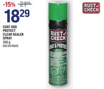 NAPA Auto Parts Rust check coat and protect clear sealer spray offer