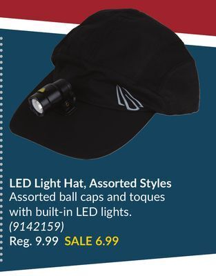 Princess Auto Led light hat, assorted styles offer