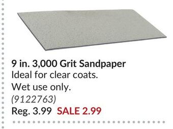 Princess Auto 9 in. 3, 000 grit sandpaper offer