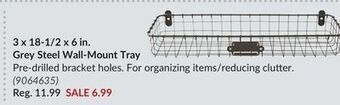 Princess Auto 3 x 18-1/2 x 6 in. grey steel wall-mount tray offer