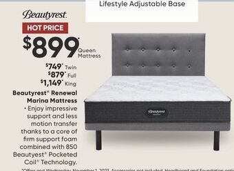 Sleep Country Beautyrest renewal marina mattress offer