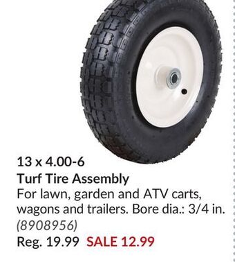 Princess Auto 13 x 4.00-6 turf tire assembly offer