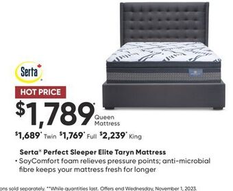 Sleep Country Serta perfect sleeper elite taryn mattress offer