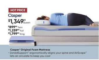 Sleep Country Casper original foam mattress offer