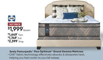 Sleep Country Sealy posturpedic plus optimum grand gemma mattress offer