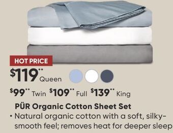Sleep Country Pür organic cotton sheet set offer