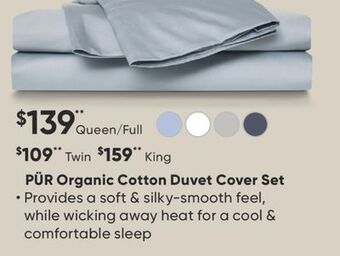 Sleep Country Pür organic cotton duvet cover set offer