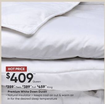 Sleep Country Premium white down duvet offer