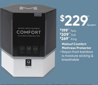 Sleep Country Malouf comfort mattress protector offer