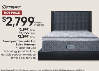 Dormez Vous Beautyrest imperial lux balsa mattress offer