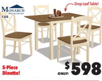 Surplus Furniture Cream & oak 5pc dinette set offer