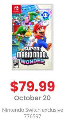 GameStop Super mario bros wonder by nintendo switch offer
