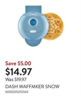 Walmart DASH WAFFMKER SNOW offer