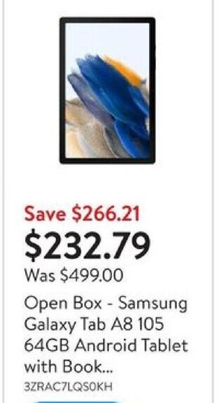Walmart Open Box Samsung Galaxy Tab A8 105 64GB Android Tablet offer
