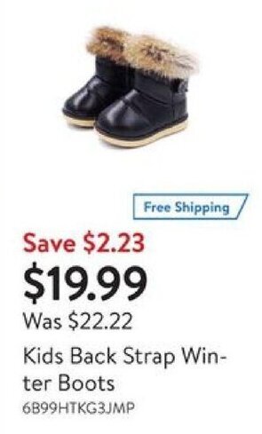 Walmart Kids Back Strap Win-ter Boots offer