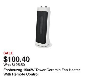 TSC Stores Ecohouzng 1500w tower ceramic fan heater with remote control offer