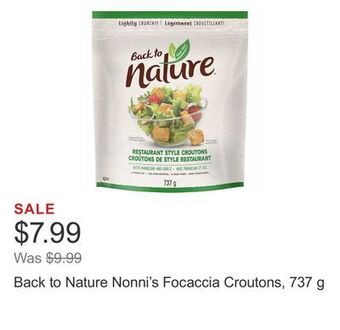 Costco Back to nature nonni's focaccia croutons, 737 g offer