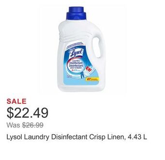 Costco Lysol laundry disinfectant crisp linen, 4.43 l offer