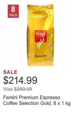 Costco Fantini premium espresso coffee selection gold, 8 x 1 kg offer