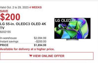 Costco Lg 55-in. oledc3 oled 4k tv offer