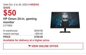 Costco Hp omen 24-in. gaming monitor offer