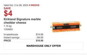 Costco Kirkland signature marble cheddar cheese offer