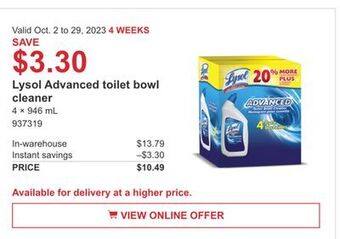 Costco Lysol advanced toilet bowl cleaner offer