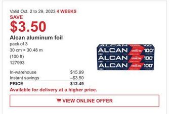 Costco Alcan aluminum foil offer