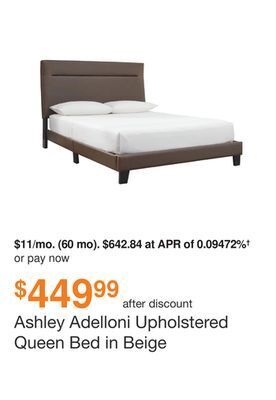 Ashley Furniture Ashley adelloni upholstered queen bed in beige offer