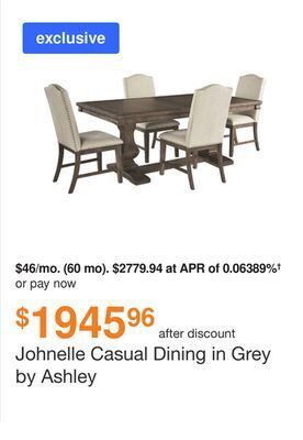 Ashley Furniture Johnelle casual dining in grey by ashley offer