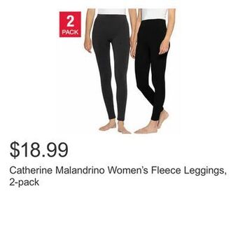 Costco Catherine malandrino women's fleece leggings, 2-pack offer