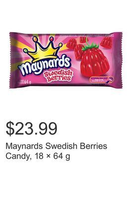 Costco Maynards swedish berries candy, 18 × 64 g offer