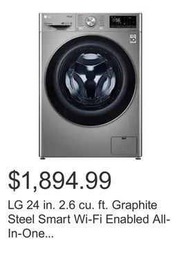 Costco Lg 24 in. 2.6 cu. ft. graphite steel smart wi-fi enabled all-in-one washer/dryer with turbowash 360 technology offer