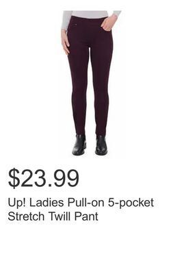 Costco Up! ladies pull-on 5-pocket stretch twill pant offer