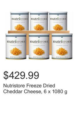 Costco Nutristore freeze dried cheddar cheese, 6 x 1080 g offer