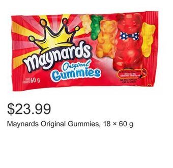 Costco Maynards original gummies, 18 × 60 g offer